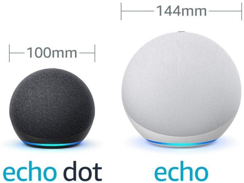 Echo Dotと Echoサイズ比較